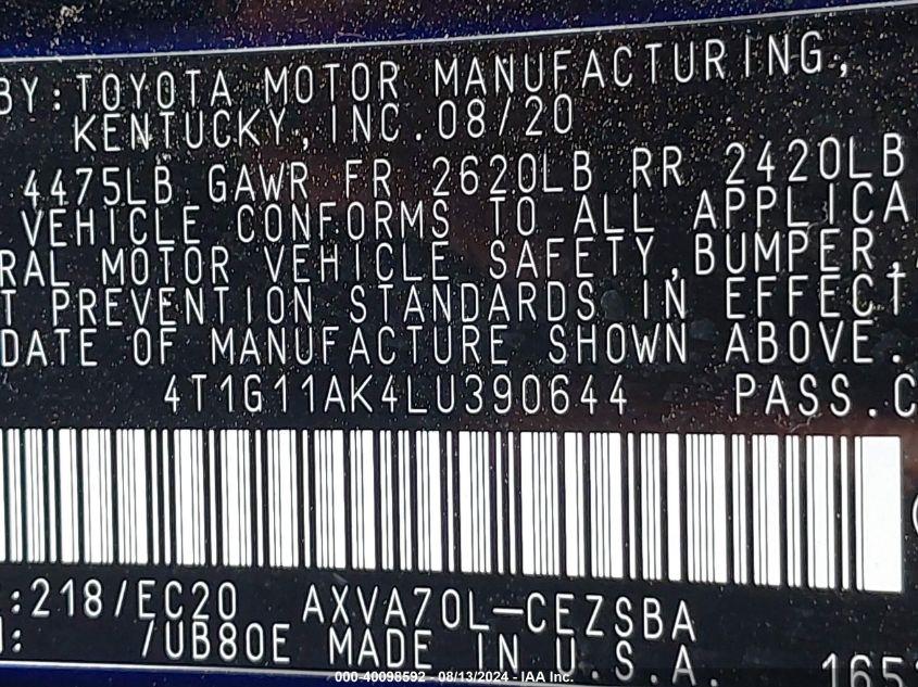 TOYOTA CAMRY SE NIGHTSHADE EDITION 2020