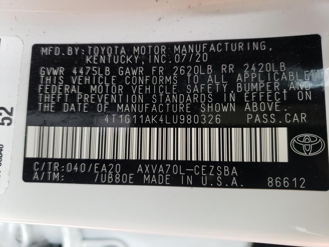 TOYOTA CAMRY SE 2020