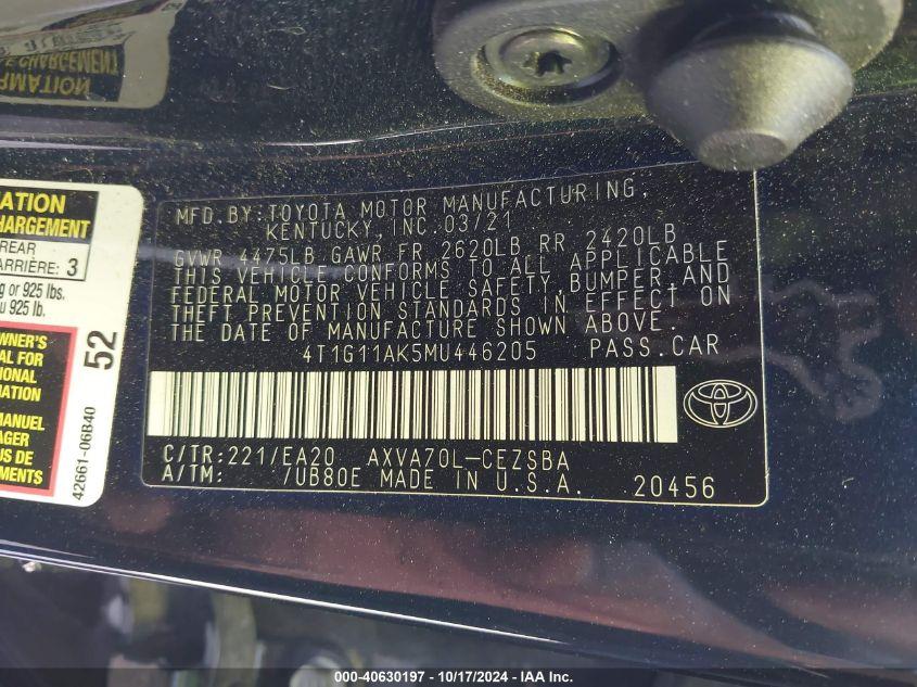 TOYOTA CAMRY SE 2021