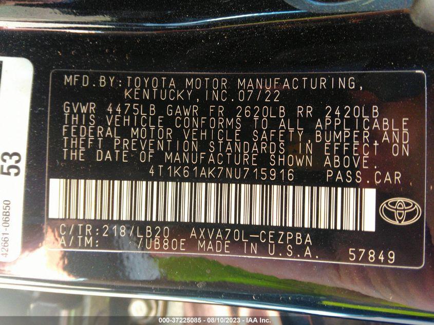 TOYOTA CAMRY XSE 2022