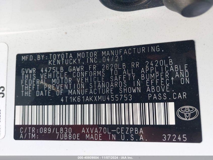 TOYOTA CAMRY XSE 2021