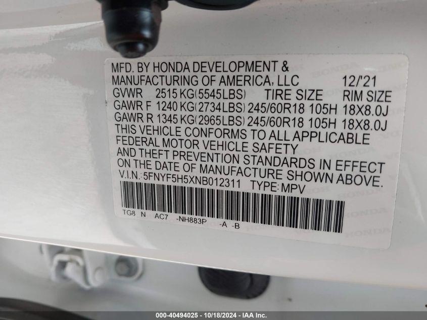 HONDA PILOT 2WD EX-L 2022