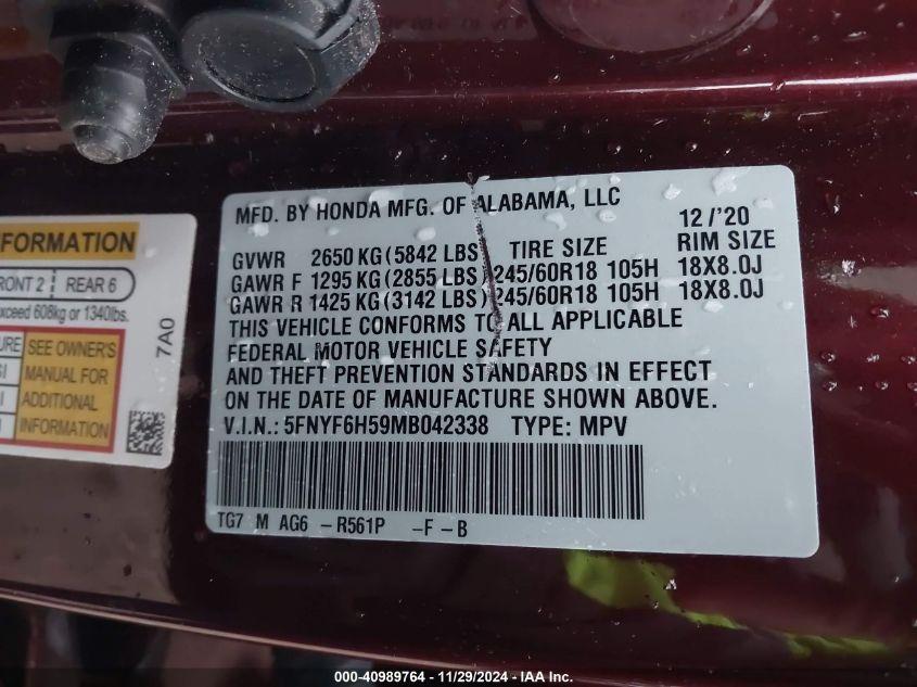 HONDA PILOT AWD EX-L 2021