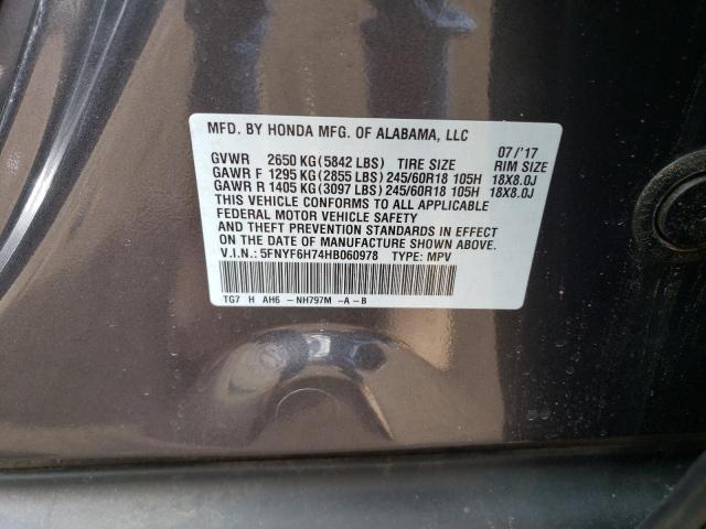 HONDA PILOT EXLN  2017