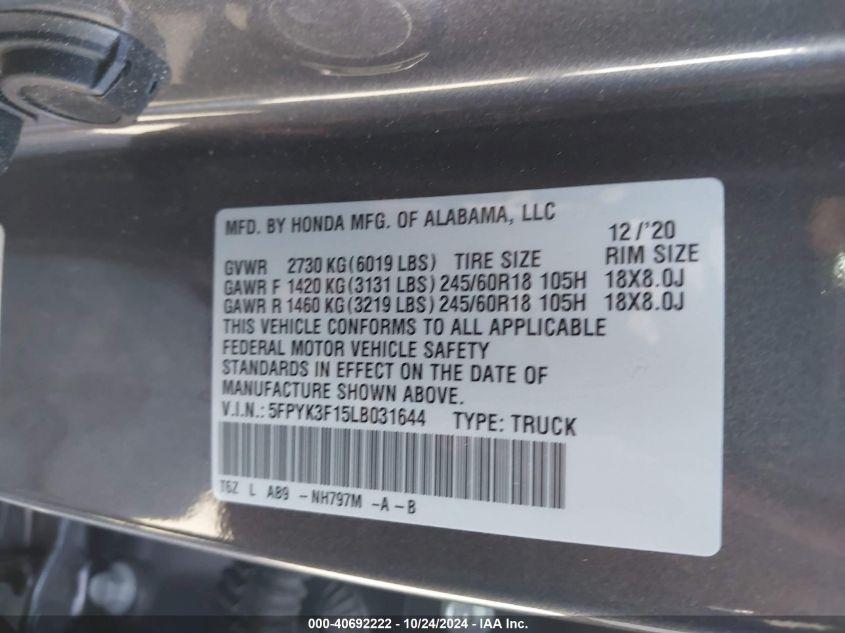 HONDA RIDGELINE AWD SPORT 2020