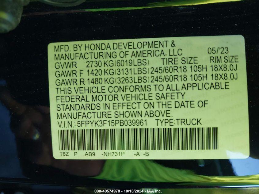 HONDA RIDGELINE SPORT 2023