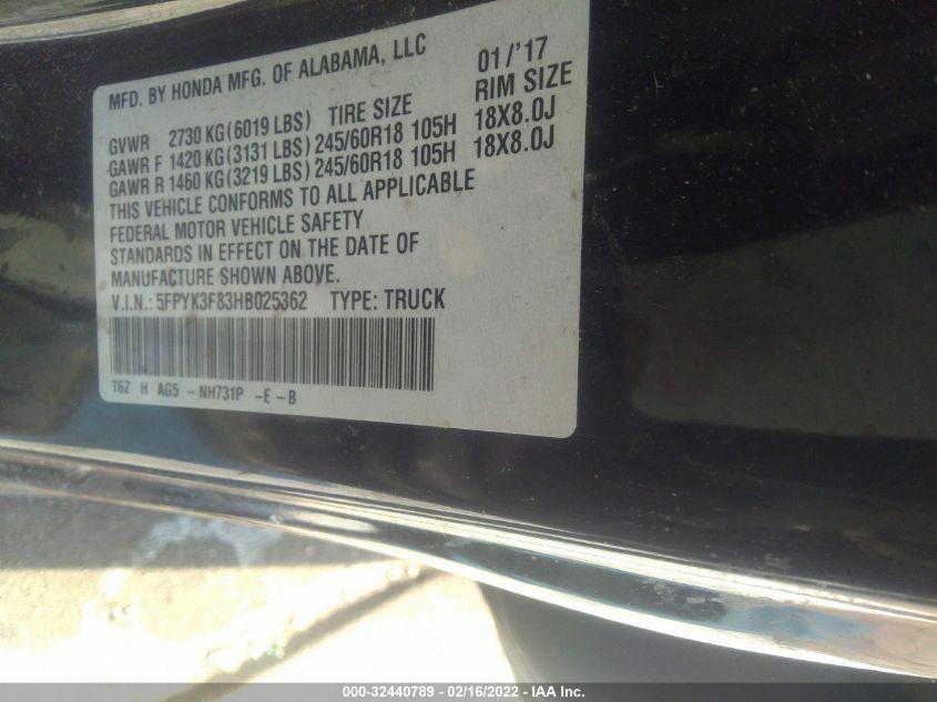 HONDA RIDGELINE BLACK EDITION 2017