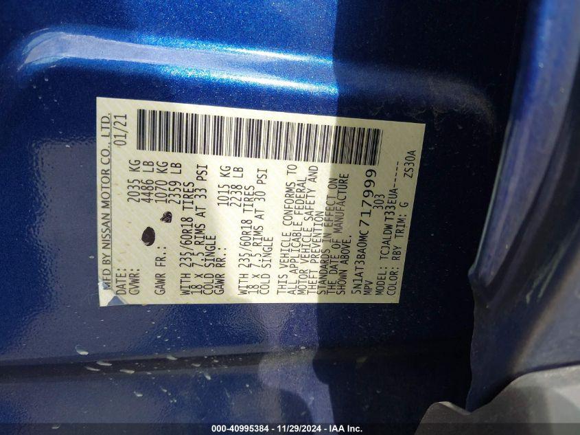 NISSAN ROGUE SV FWD 2021