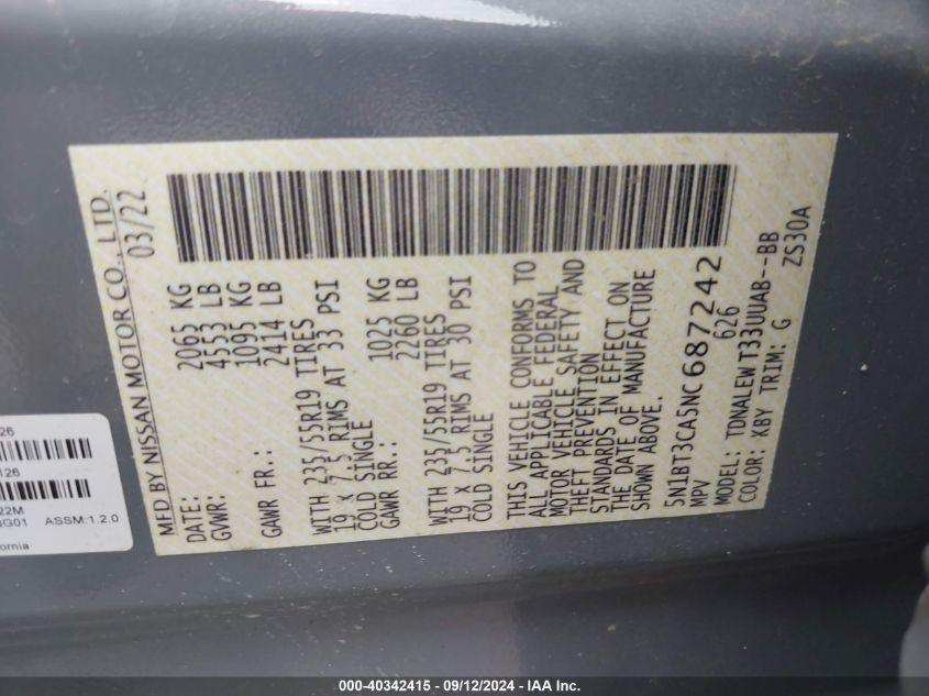 NISSAN ROGUE SL FWD 2022