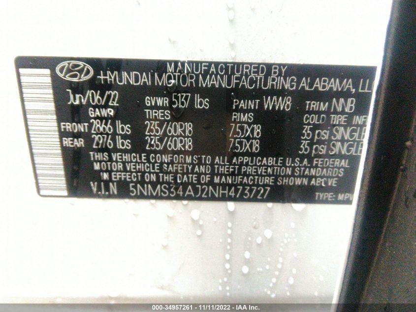 HYUNDAI SANTA FE SEL 2022