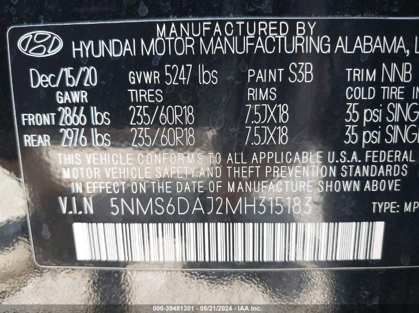 HYUNDAI SANTA FE SEL 2021