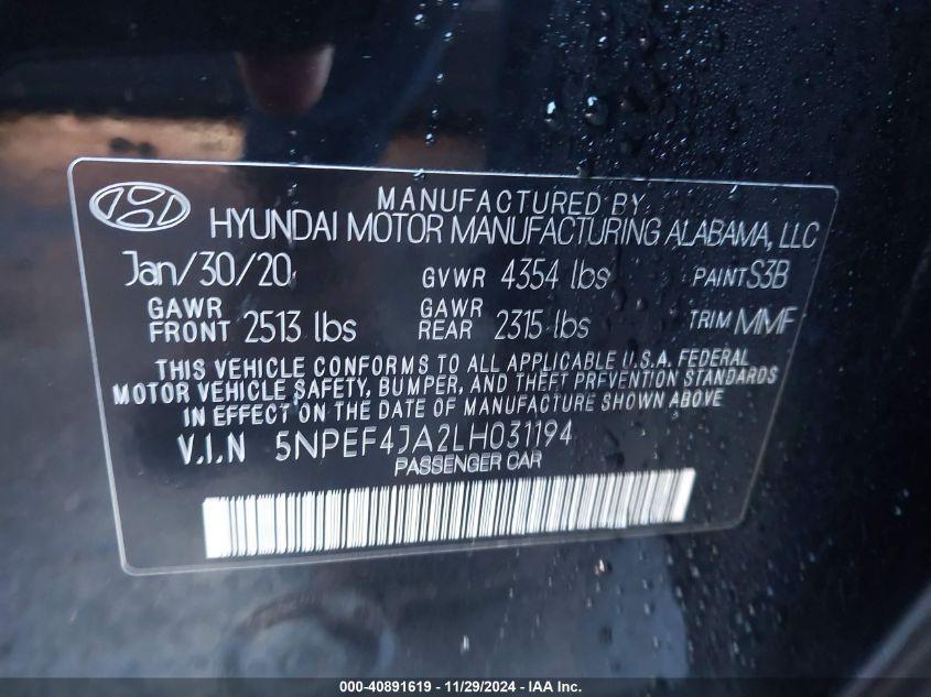 HYUNDAI SONATA SEL 2020