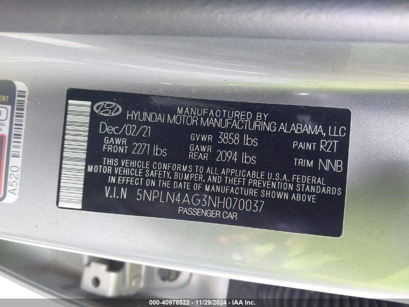 HYUNDAI ELANTRA SEL 2022