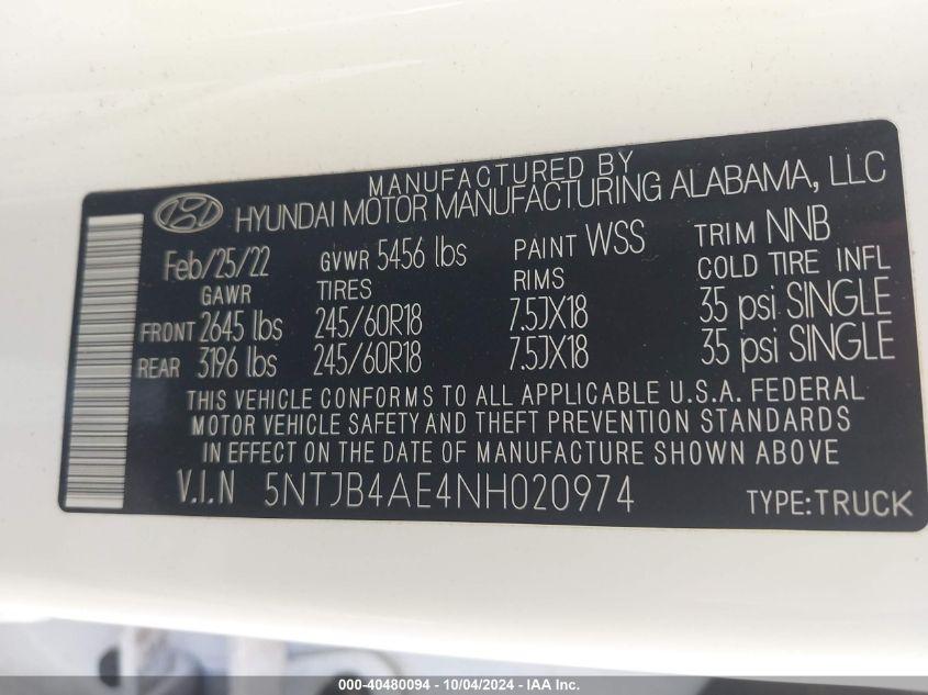 HYUNDAI SANTA CRUZ SEL 2022