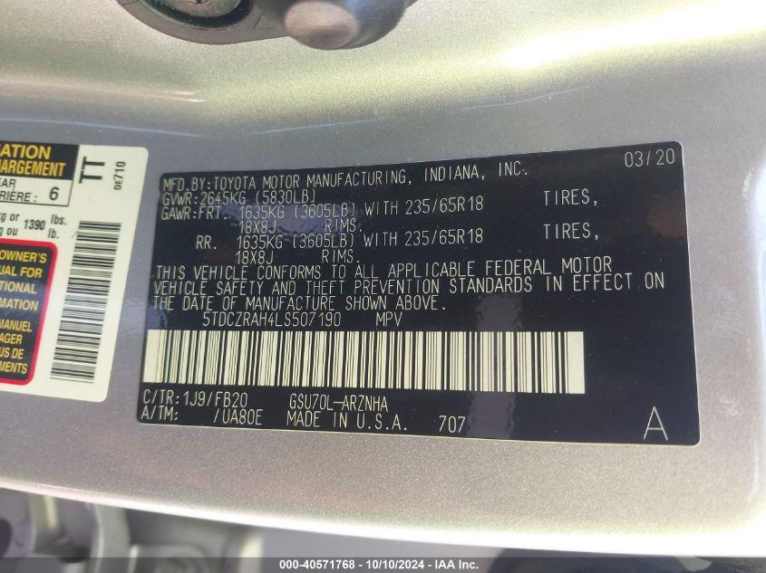 TOYOTA HIGHLANDER L 2020