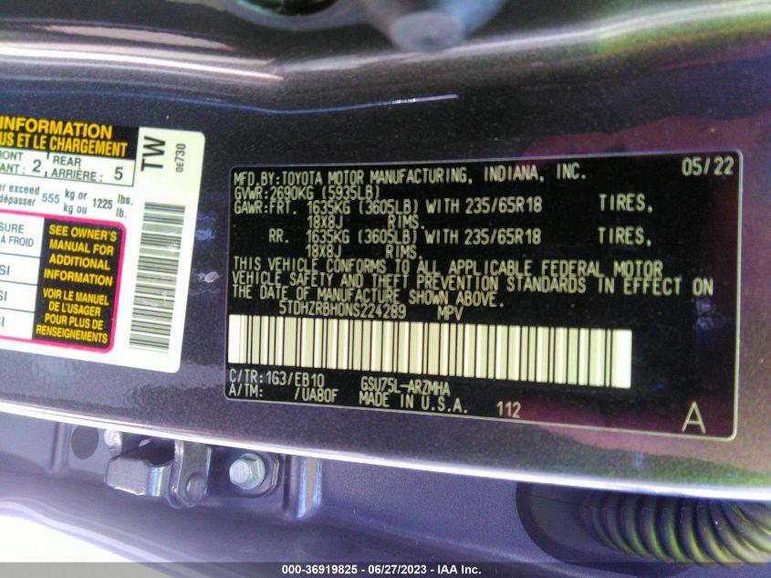 TOYOTA HIGHLANDER XLE 2022