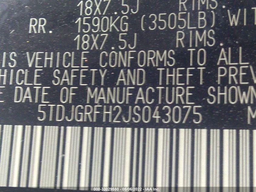 TOYOTA HIGHLANDER HYBRID/XLE 2018