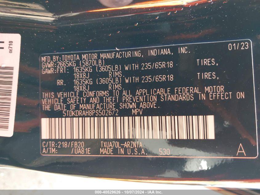 TOYOTA HIGHLANDER LE 2023