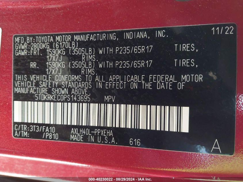 TOYOTA SIENNA LE 2023