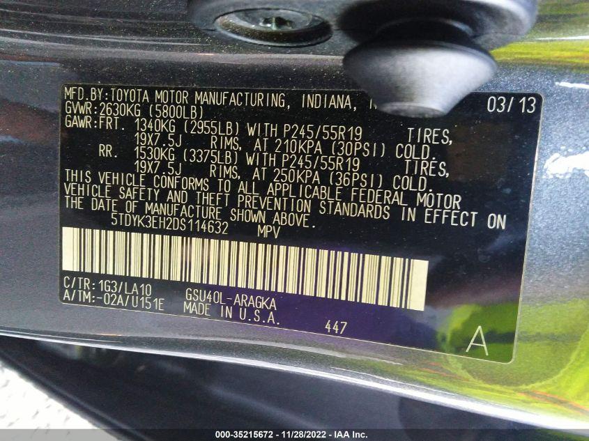 TOYOTA HIGHLANDER LIMITED 2013