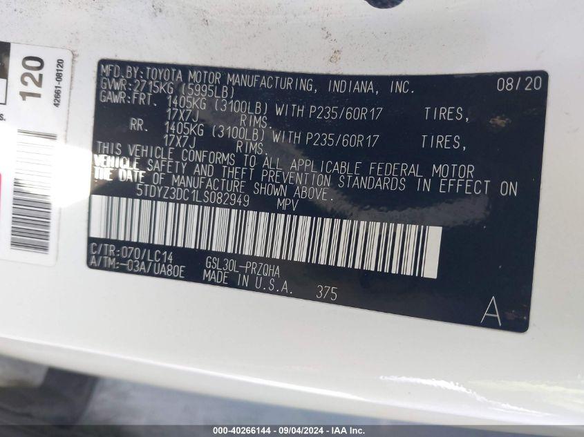 TOYOTA SIENNA XLE 2020