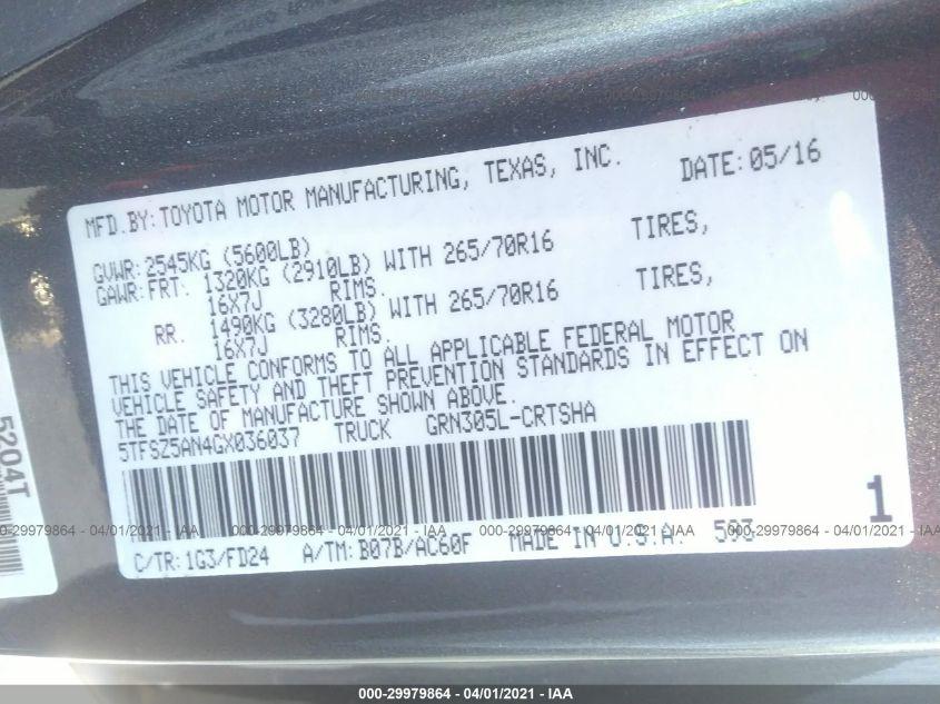 TOYOTA TACOMA SR5/TRD SPORT 2016