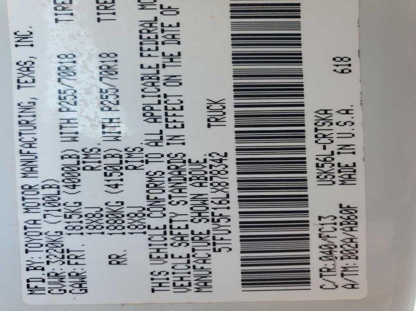 TOYOTA TUNDRA DOUBLE CAB SR/DOUBLE CAB SR5/DOUBLE CAB TRD PRO 2020