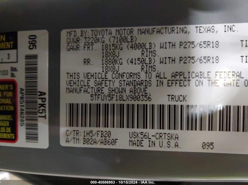 TOYOTA TUNDRA SR5 2020