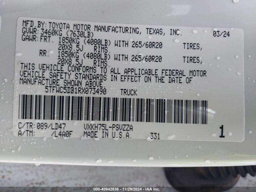 TOYOTA TUNDRA CREWMAX LIMITED/CREWMAX PLATINUM/CREWMAX 1794/CREWMAX TRD PRO 2024