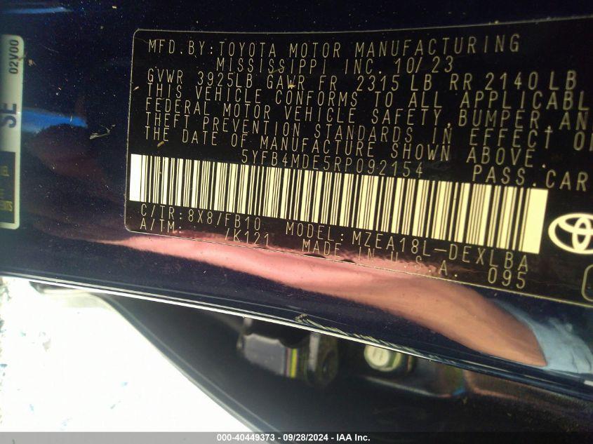 TOYOTA COROLLA LE 2024