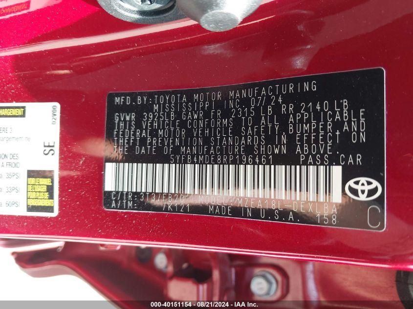 TOYOTA COROLLA LE 2024