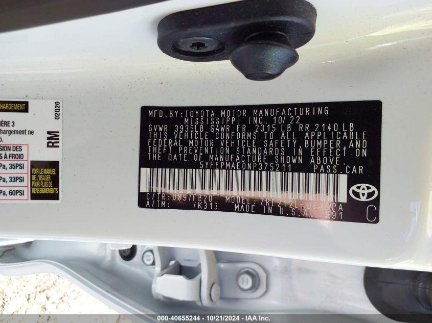 TOYOTA COROLLA LE 2022