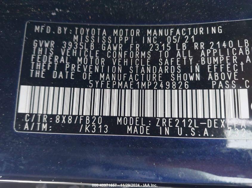 TOYOTA COROLLA LE 2021