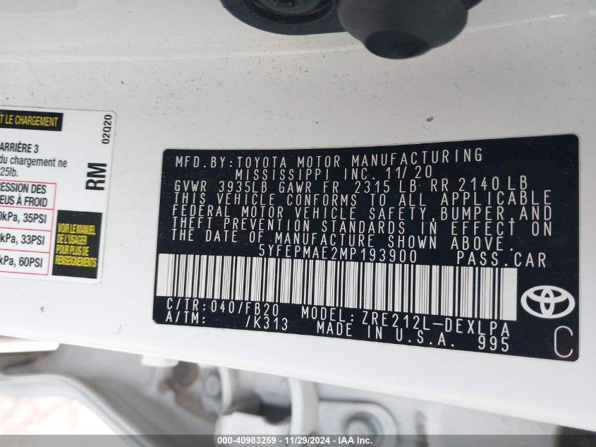 TOYOTA COROLLA LE 2021