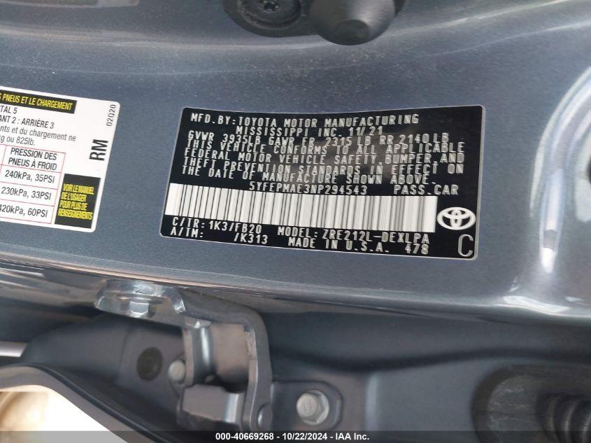 TOYOTA COROLLA LE 2022