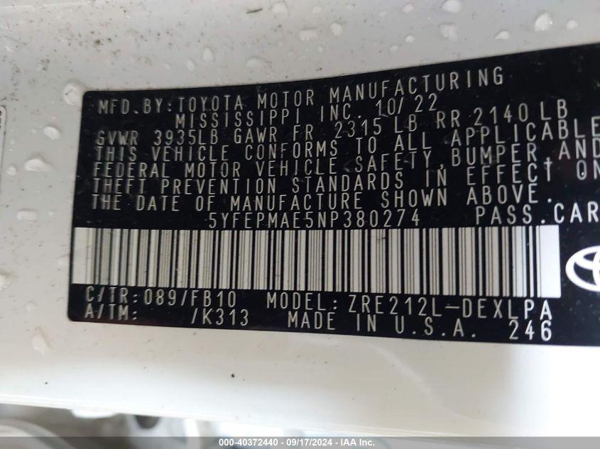 TOYOTA COROLLA LE 2022