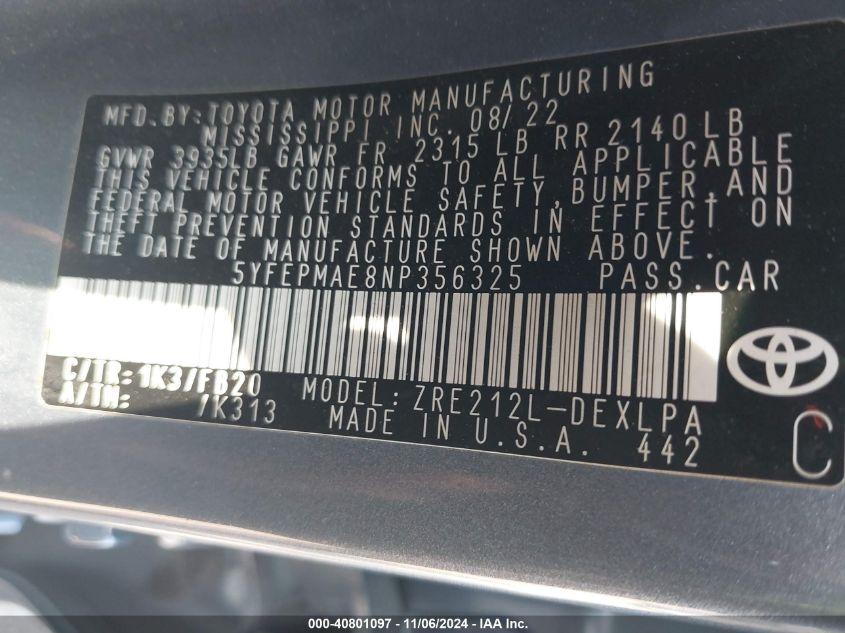 TOYOTA COROLLA LE 2022