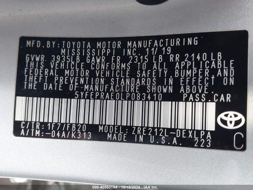 TOYOTA COROLLA LE 2020