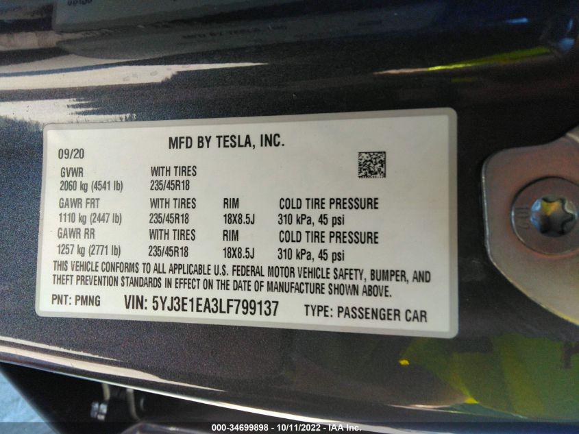 TESLA MODEL 3 STANDARD RANGE 2020