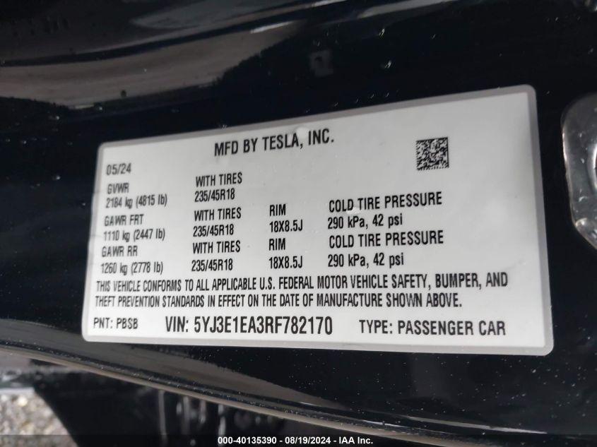 TESLA MODEL 3 REAR-WHEEL DRIVE 2024