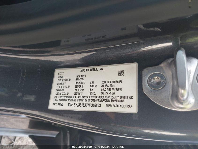 TESLA MODEL 3 REAR-WHEEL DRIVE 2022