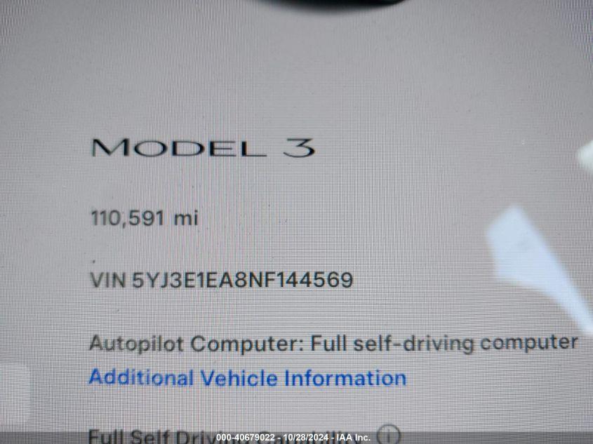 TESLA MODEL 3 REAR-WHEEL DRIVE 2022