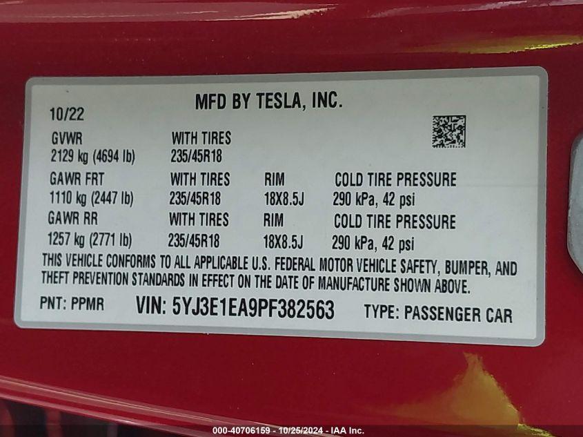 TESLA MODEL 3 REAR-WHEEL DRIVE 2023