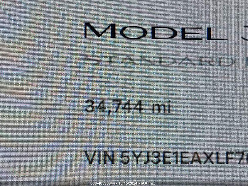 TESLA MODEL 3 STANDARD RANGE PLUS REAR-WHEEL DRIVE/STANDARD RANGE REAR-WHEEL DRIVE 2020