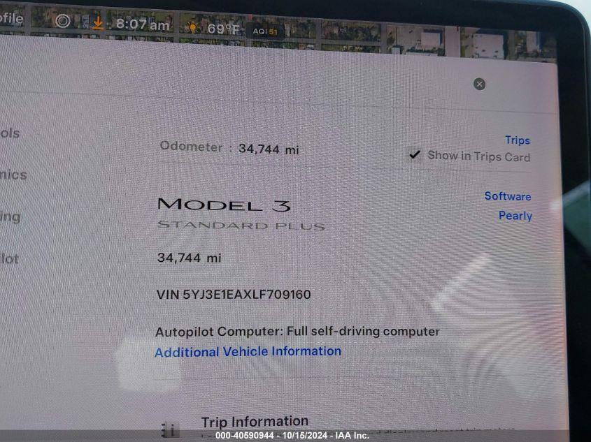 TESLA MODEL 3 STANDARD RANGE PLUS REAR-WHEEL DRIVE/STANDARD RANGE REAR-WHEEL DRIVE 2020