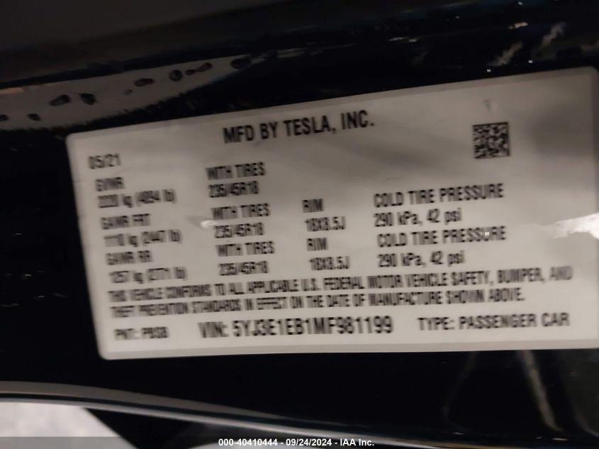 TESLA MODEL 3 LONG RANGE DUAL MOTOR ALL-WHEEL DRIVE 2021
