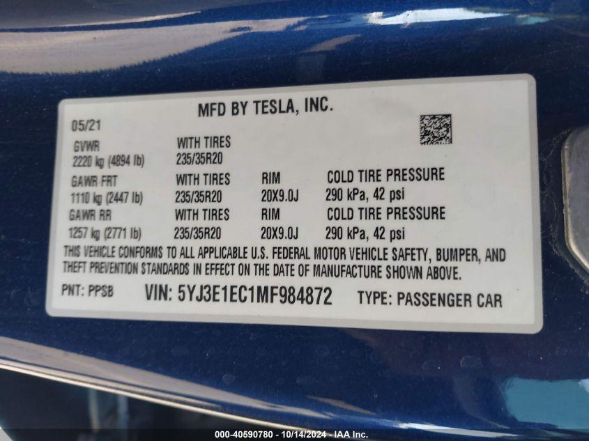 TESLA MODEL 3 PERFORMANCE DUAL MOTOR ALL-WHEEL DRIVE 2021