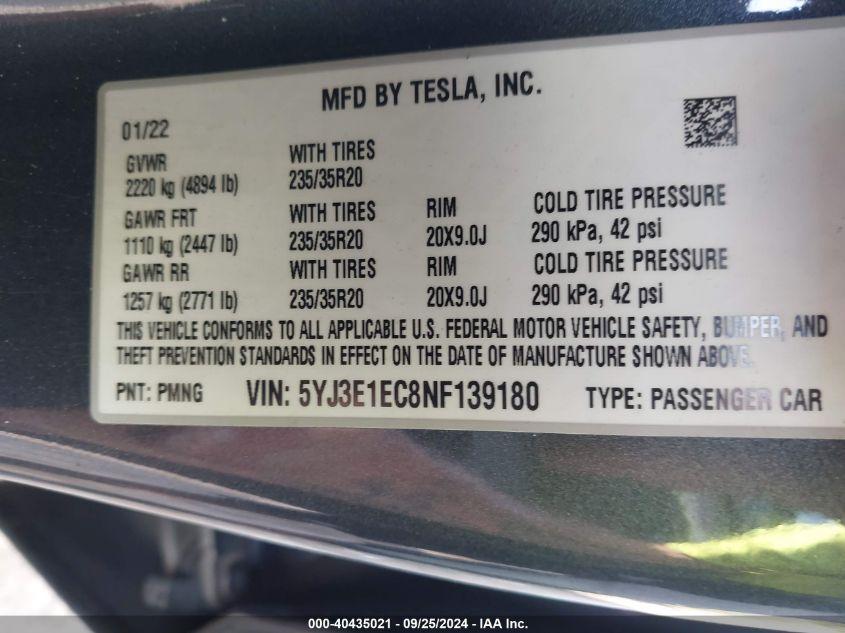 TESLA MODEL 3 PERFORMANCE DUAL MOTOR ALL-WHEEL DRIVE 2022