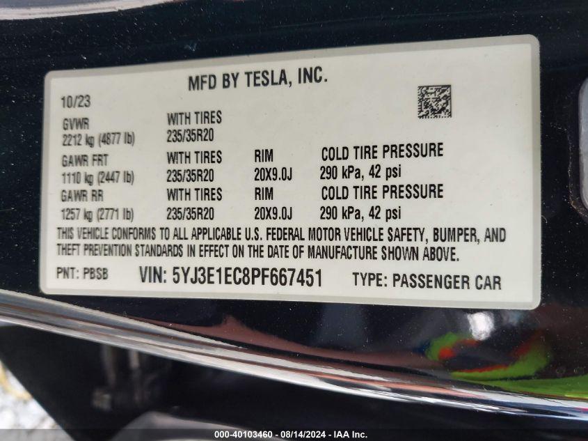 TESLA MODEL 3 PERFORMANCE DUAL MOTOR ALL-WHEEL DRIVE 2023