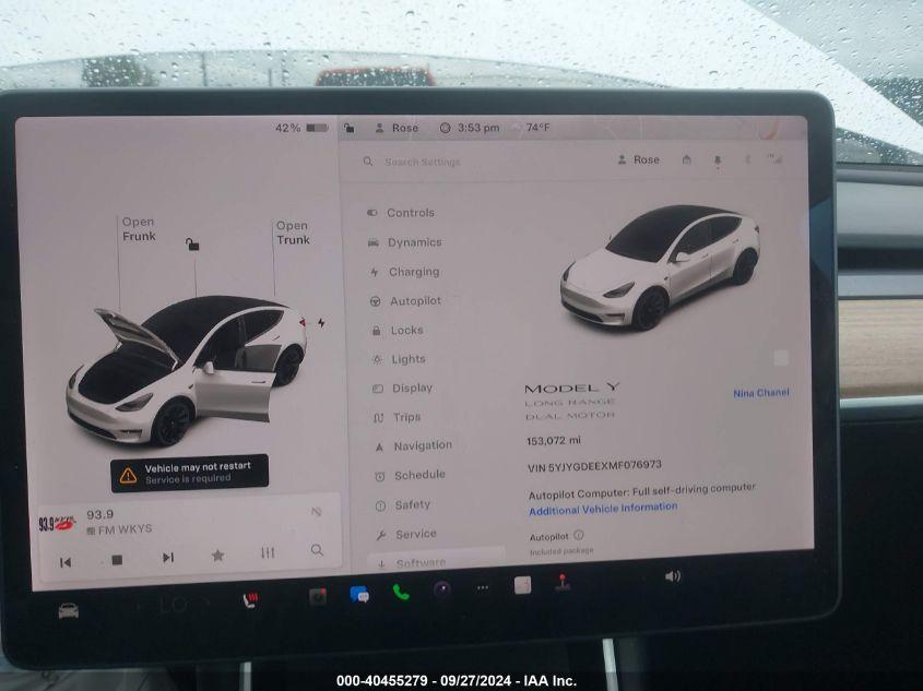 TESLA MODEL Y LONG RANGE DUAL MOTOR ALL-WHEEL DRIVE 2021